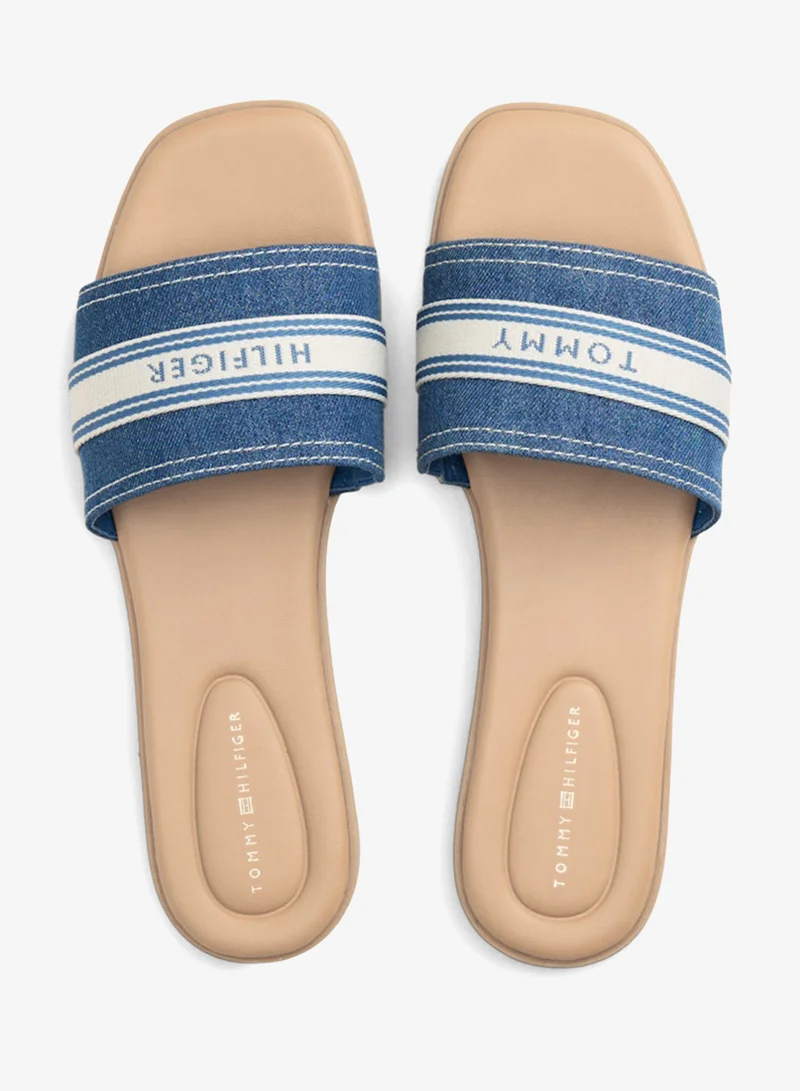 TOMMY HILFIGER Denim Canvas Denim Webbing Strap Mules for Women | Best Price UAE